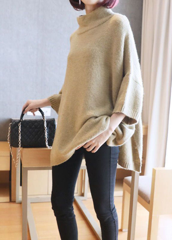 Light Green Oversized Knit Pullover High Neck Spring LY1449