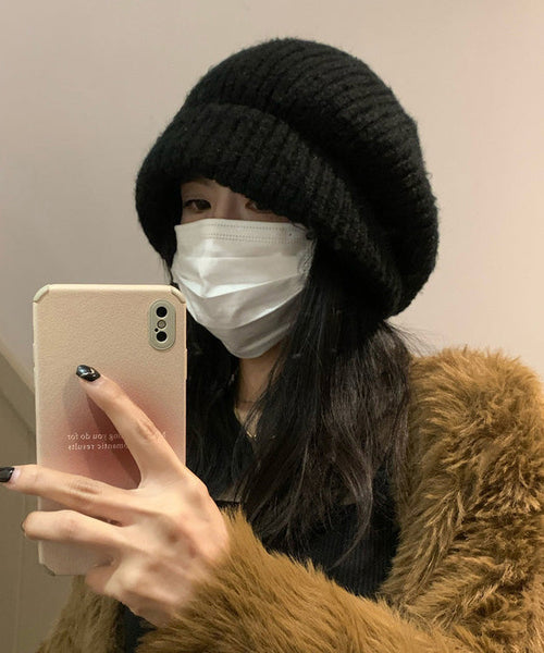 Loos Beige Knit Solid Bucket Hat LY506