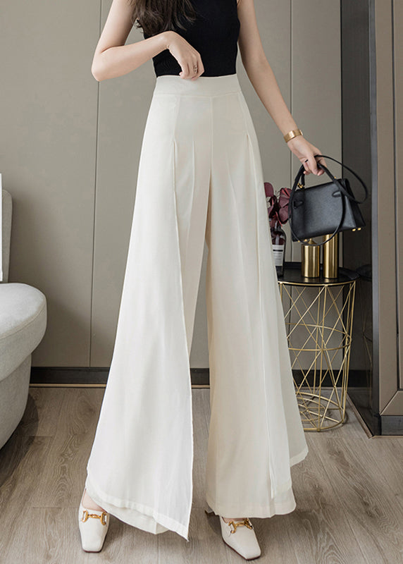 Loose Black High Waist Draping Chiffon Wide Leg Pants Summer LY0166