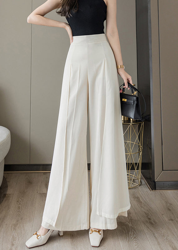 Loose Black High Waist Draping Chiffon Wide Leg Pants Summer LY0166