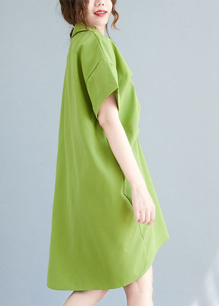 Loose Green Asymmetrical Design Cotton Maxi Dresses Summer LY0671