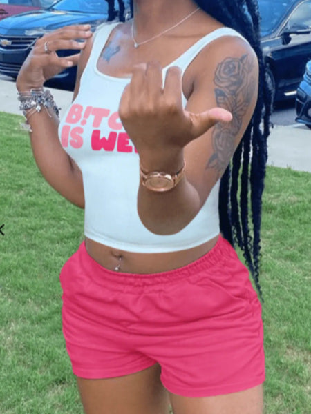 Letter Print Regular Fit Shorts Set AR5044