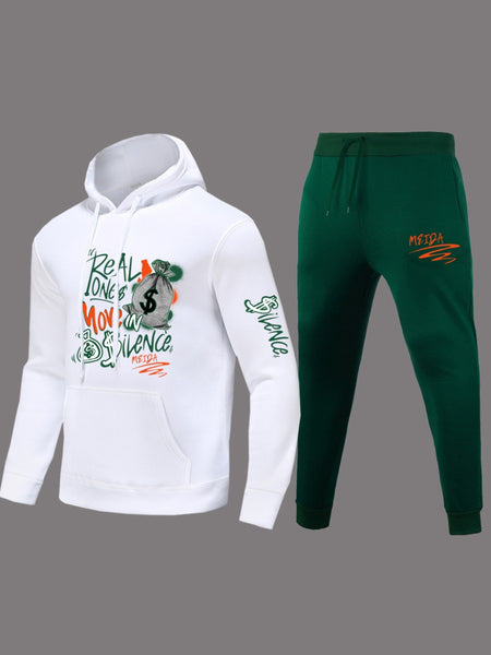 Butterfly Letter Print Kangaroo Pocket Tracksuit Set AR3037