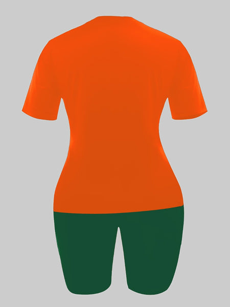 Plus Size Pink Letter Print Pants Set AR5057