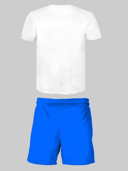 Men Cartoon Letter Print Drawstring Shorts Set AR70137