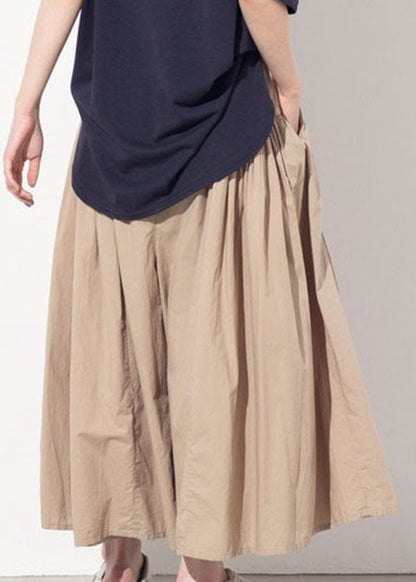 Modern Black Elastic Waist Wrinkled Cotton Wide Leg Pants Spring LY1326