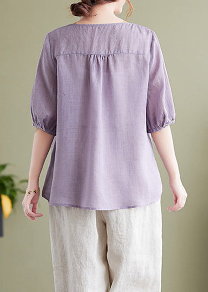 Modern Purple Embroideried Cotton Top Summer AC2022