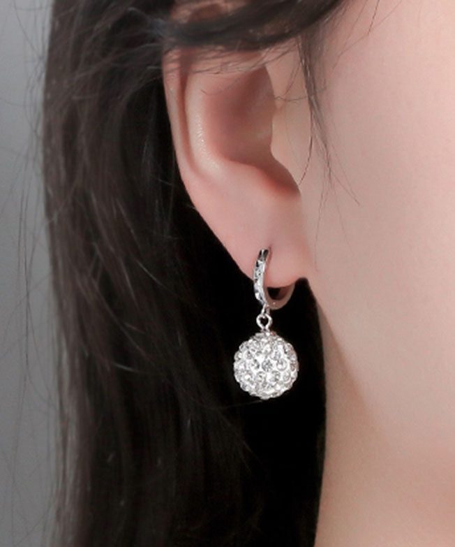 Modern Silk Silver Zircon Ball Drop Earrings TW1035