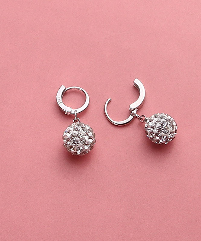 Modern Silk Silver Zircon Ball Drop Earrings TW1035