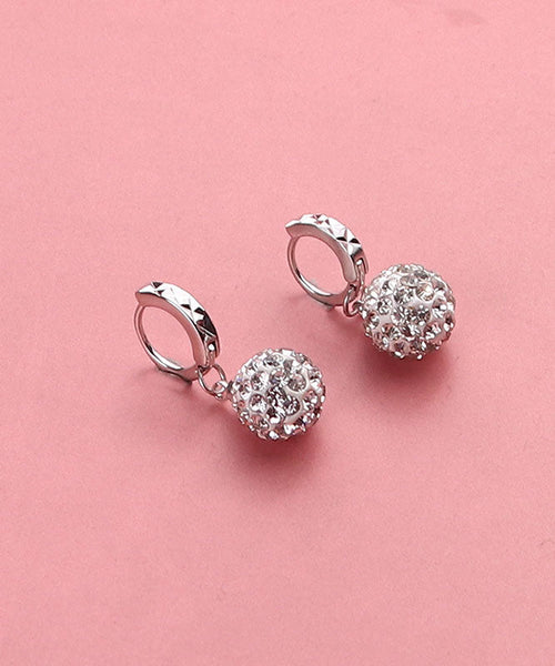 Modern Silk Silver Zircon Ball Drop Earrings TW1035