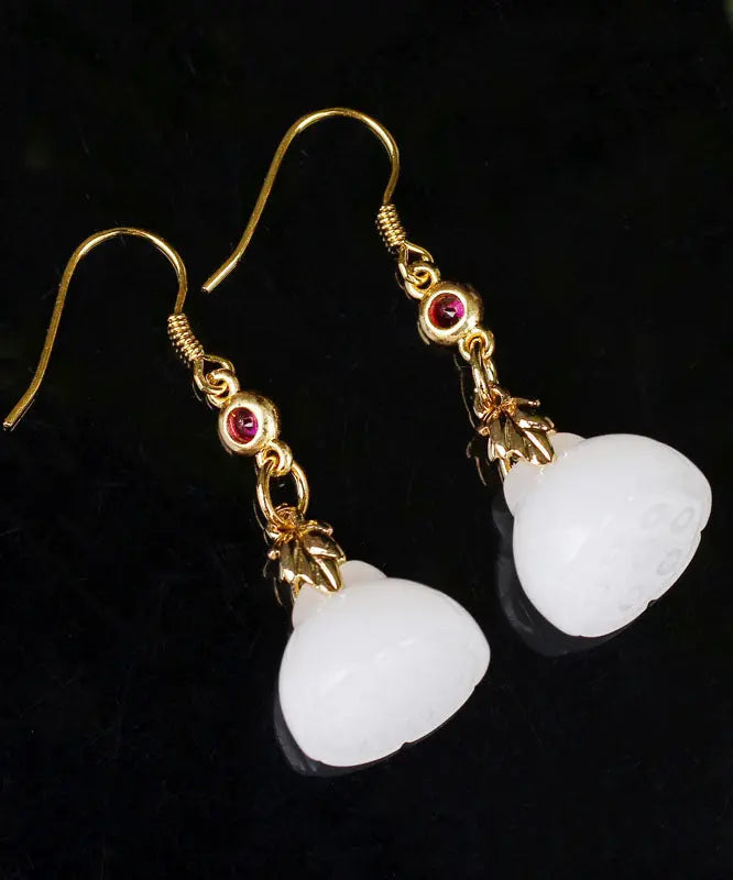 Modern White Sterling Silver Jade Crystal Drop Earrings Ada Fashion