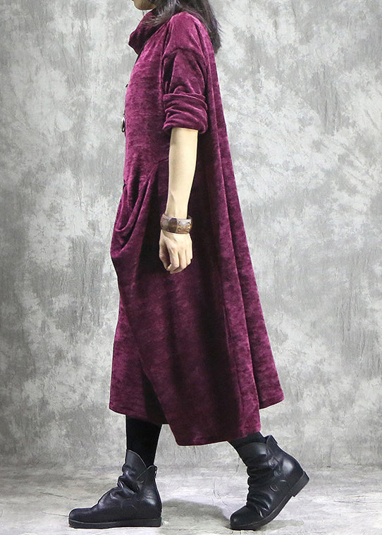 Mulberry Patchwork Solid Corduroy Long Dress Spring LC0017
