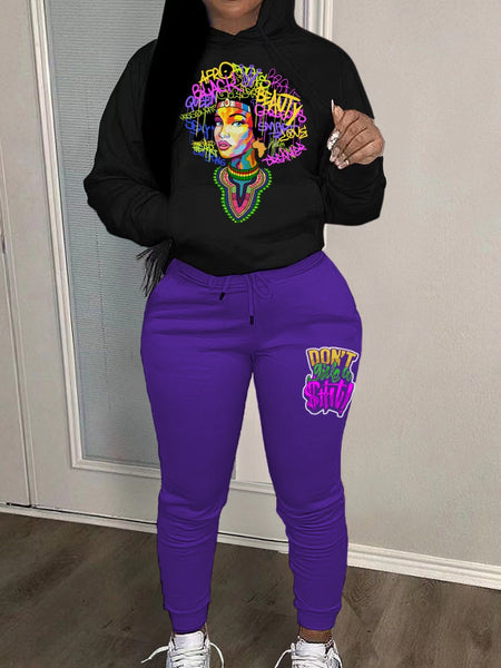 Butterfly Letter Print Kangaroo Pocket Tracksuit Set AR3037