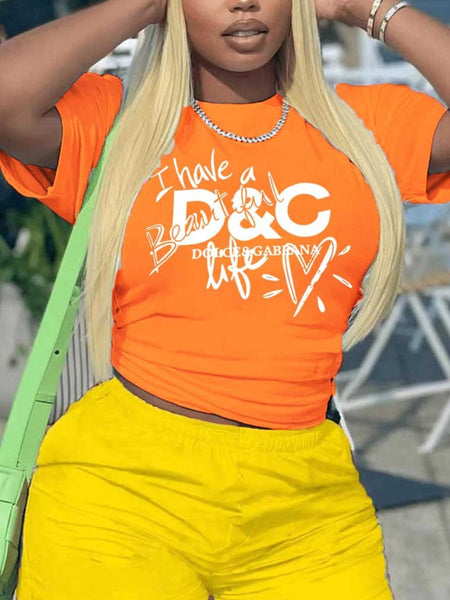 Heart Letter Print T-shirt AR505