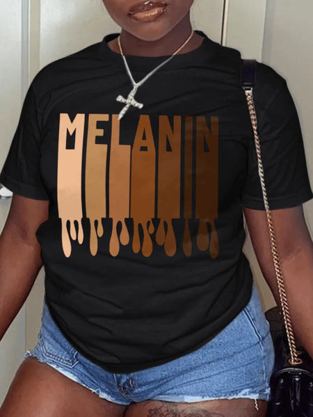 Lemon Melanin Made Letter Print T-shirt AR500