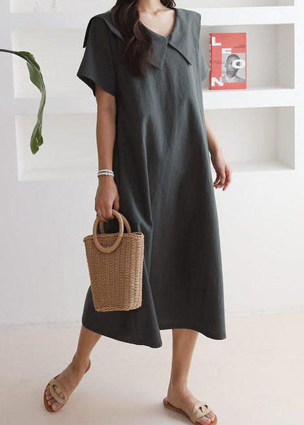 Natural Apricot Peter Pan Collar Patchwork Cotton Dress Summer LY1331