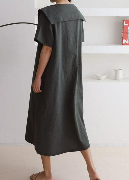 Natural Apricot Peter Pan Collar Patchwork Cotton Dress Summer LY1331