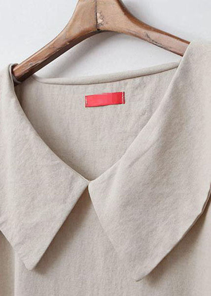 Natural Apricot Peter Pan Collar Patchwork Cotton Dress Summer LY1331