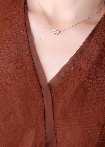 T-shirts d'été en soie patchwork à pompons, col en V, couleur caramel naturel LC0270