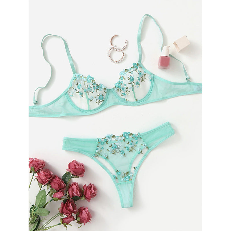 Sweet Green Cute Floral Lingerie