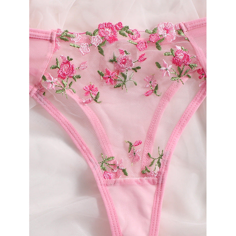 Sweet Pink Cute Floral Lingerie