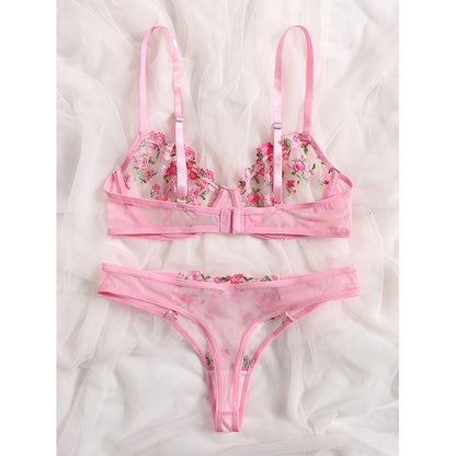 Sweet Pink Cute Floral Lingerie