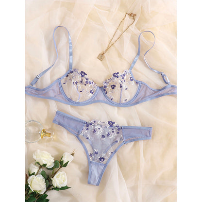 Sweet Purple Cute Floral Lingerie