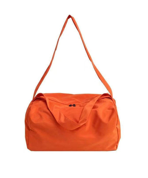 Orange Messenger Bag Nylon Oversize Patchwork Zippered LY1392