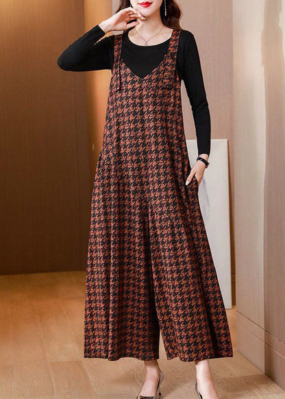 Orange Print Cotton Jumpsuits Two-Piece Set Wide Leg Pants Spring AC2027