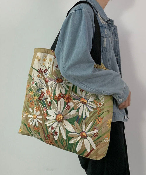 Organic Love Cats Print Patchwork Canvas Oversize Tote Handbag LY1388