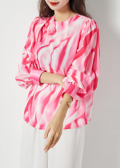 Organic Red Oversized Tie Dye Chiffon Shirt Spring LY1122