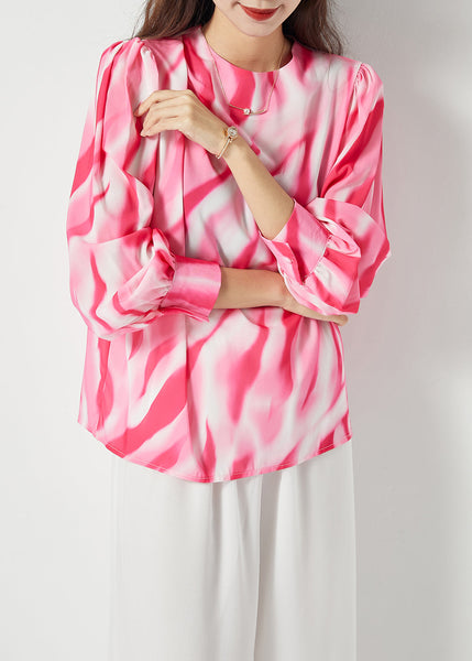 Organic Red Oversized Tie Dye Chiffon Shirt Spring LY1122