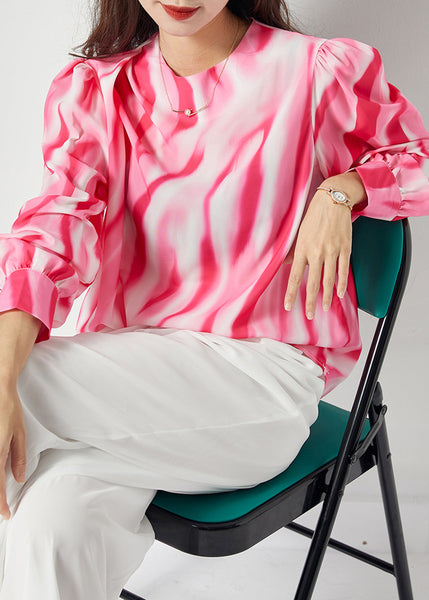 Organic Red Oversized Tie Dye Chiffon Shirt Spring LY1122