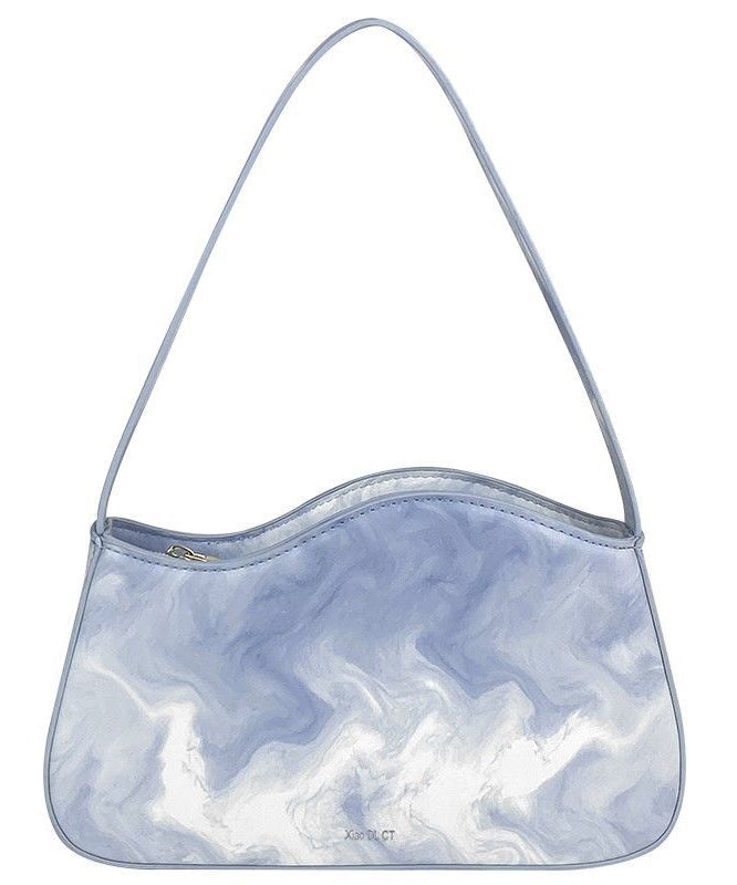 Original Design Light Blue Tie Dye Paitings Faux Leather Satchel Handbag LY1748