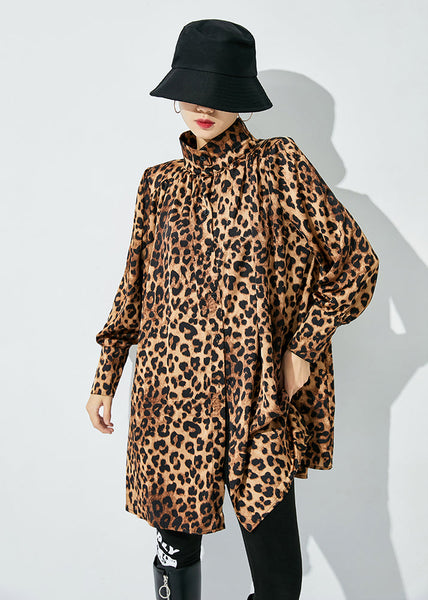 Original Design Oversized Leopard Print Blouses Spring LY0820