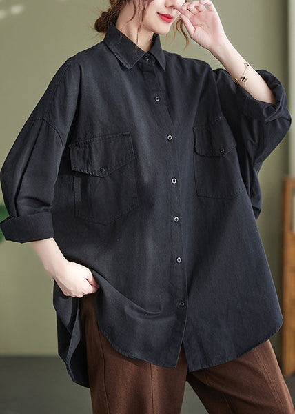 Original Design Red Oversized Applique Cotton Shirt Spring AC2028