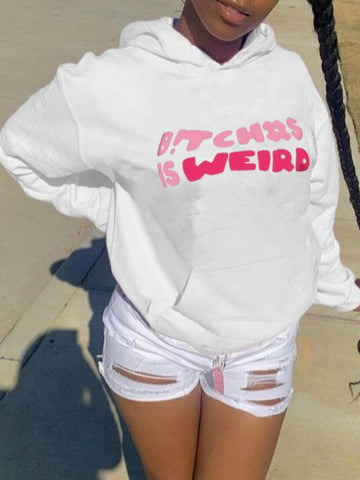 Plus Size Letter Print Kangaroo Pocket Hoodie BO5096 Furdela