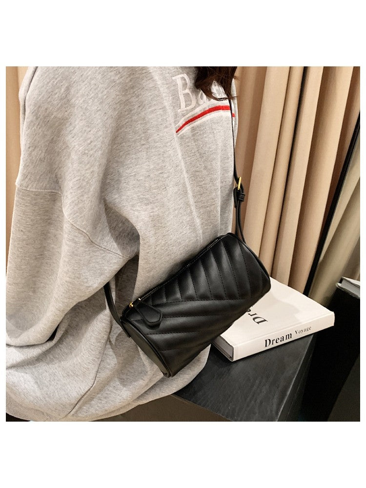 Women Zipper PU Cylinder Shoulder Bag OT77