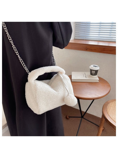 Plush Pure Color Chain Casual Shoulder Bags OT105