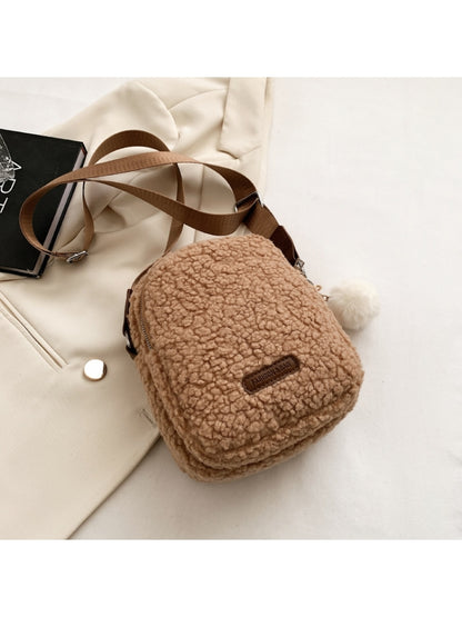 Simple Casual Cute Plush Pure Color Shoulder Bags OT93