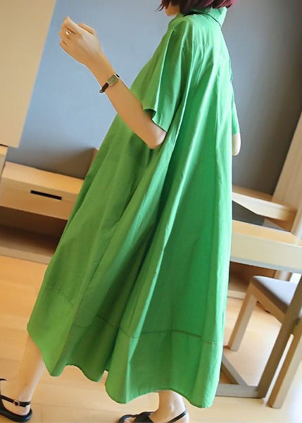 Plus Size Green Oversized Patchwork Exra Large Hem Cotton Shirt Dresses Summer LY1458
