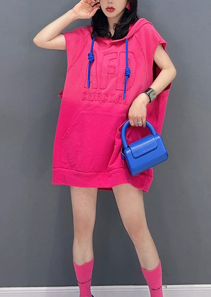 Plus Size Rose Graphic Hooded Tops Summer LC0316