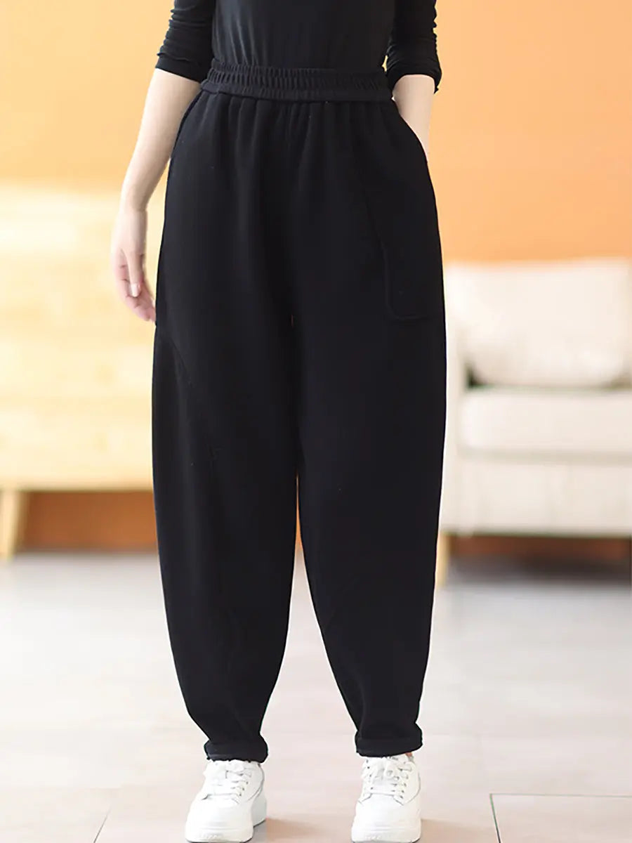 Plus Size Women Casual Winter Fleece-lined Harem Pants Ada Fashion