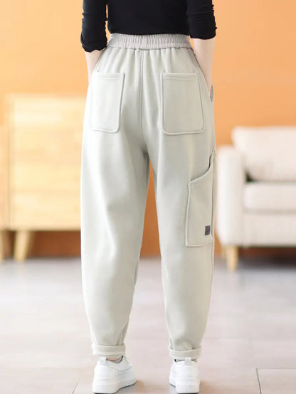 Plus Size Women Casual Winter Fleece-lined Harem Pants Ada Fashion