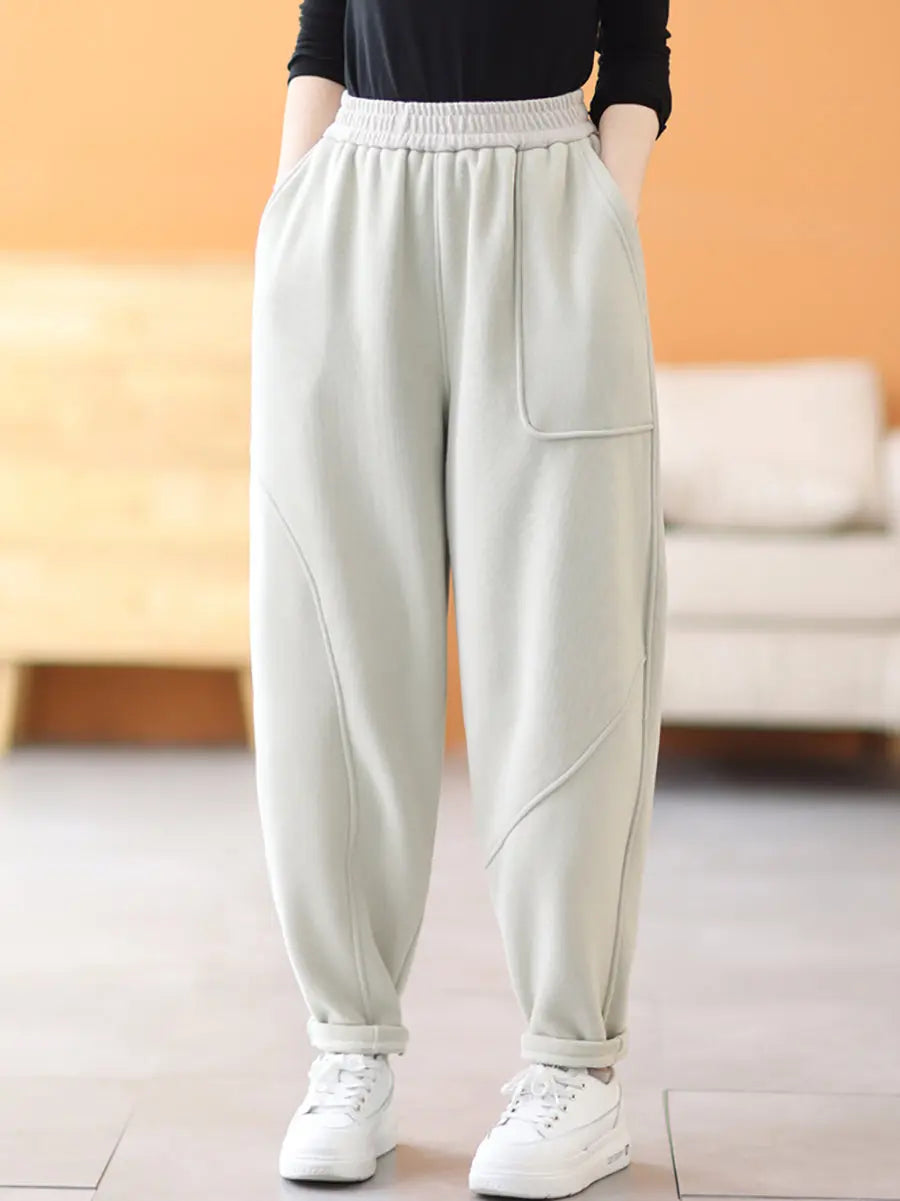 Plus Size Women Casual Winter Fleece-lined Harem Pants Ada Fashion