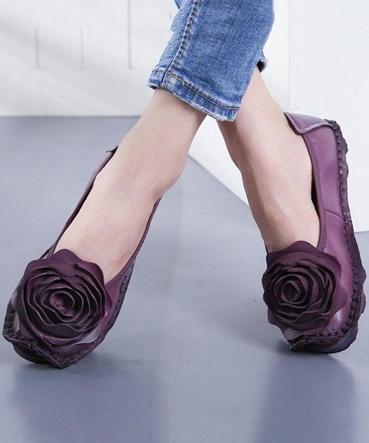 Purple Penny Loafers Cowhide Leather Soft Penny Loafers LY0160