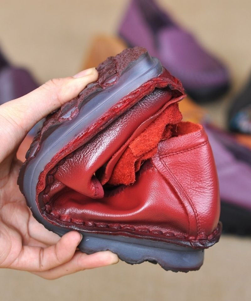 Purple Penny Loafers Cowhide Leather Soft Penny Loafers LY0160
