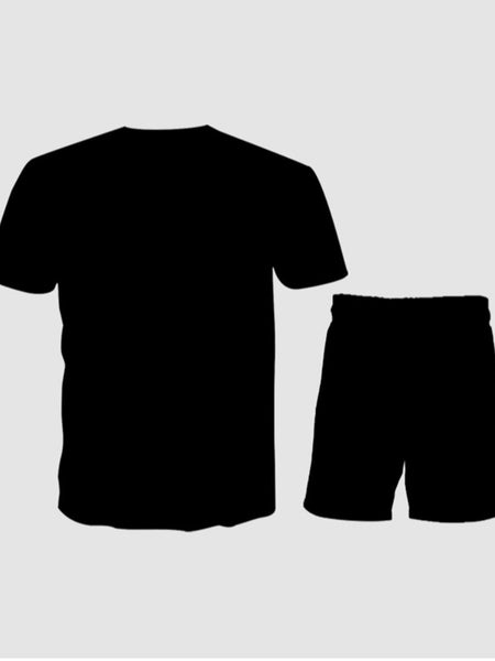 Men Mushroom Letter Print Shorts Set AR70126