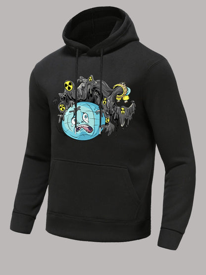 Men Cartoon Print Kangaroo Pocket Hoodie AT8031