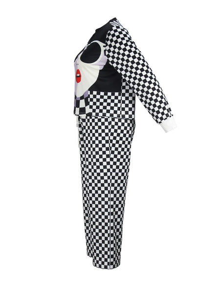 Plus Size Figure Plaid Print Wide Leg Pants Set AT9030